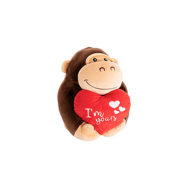 Champ Mini Gorilla Plush Toy w I'm Yours Heart Brown(15cmST)